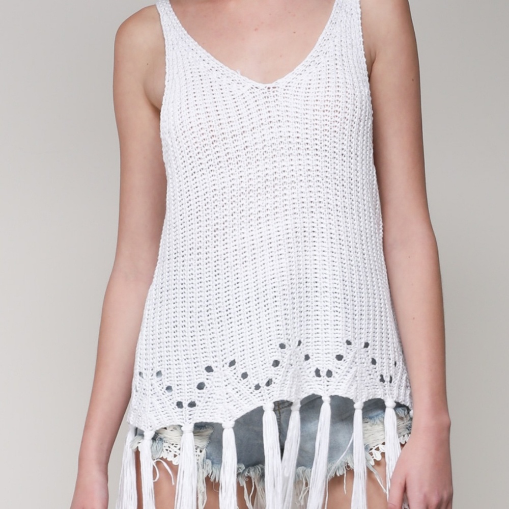 Womens fringe sweater top